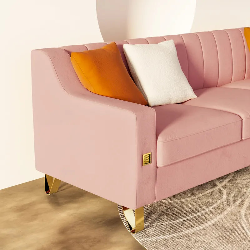 Canapé de luxe en velours rose