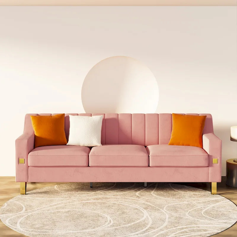 Canapé de luxe en velours rose