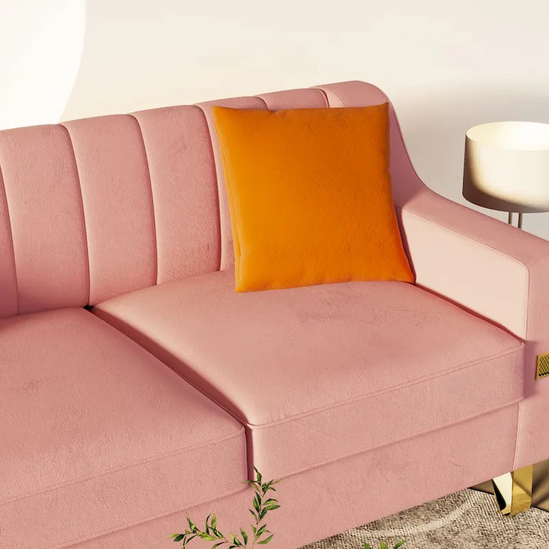 Canapé de luxe en velours rose