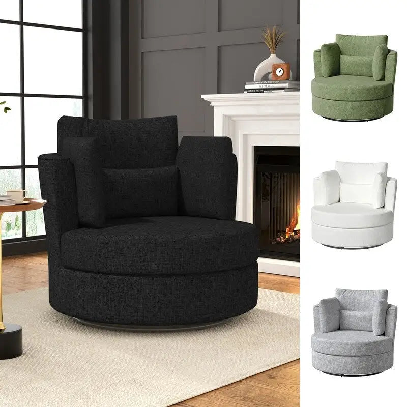 Fauteuil d'appoint moderne et doux en chenille pivotant