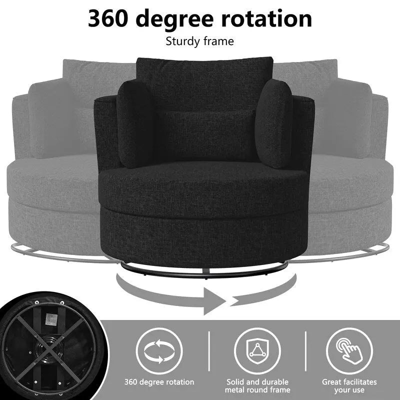Fauteuil d'appoint moderne et doux en chenille pivotant