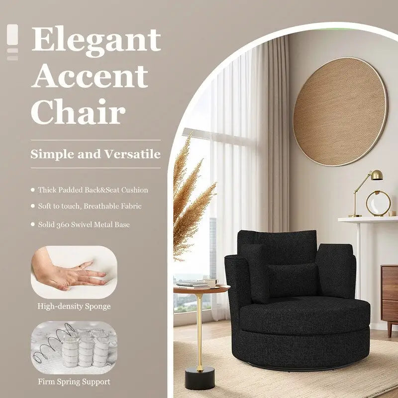 Fauteuil d'appoint moderne et doux en chenille pivotant