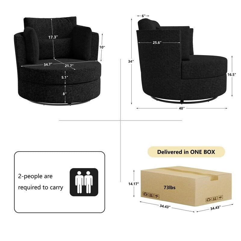 Fauteuil d'appoint moderne et doux en chenille pivotant