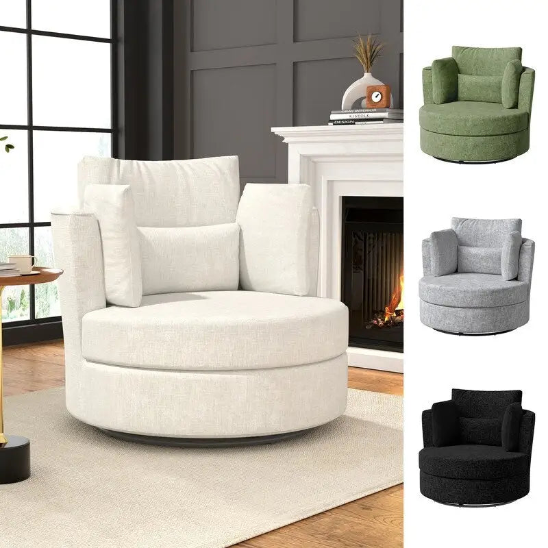 Fauteuil d'appoint moderne et doux en chenille pivotant