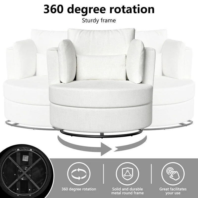 Fauteuil d'appoint moderne et doux en chenille pivotant