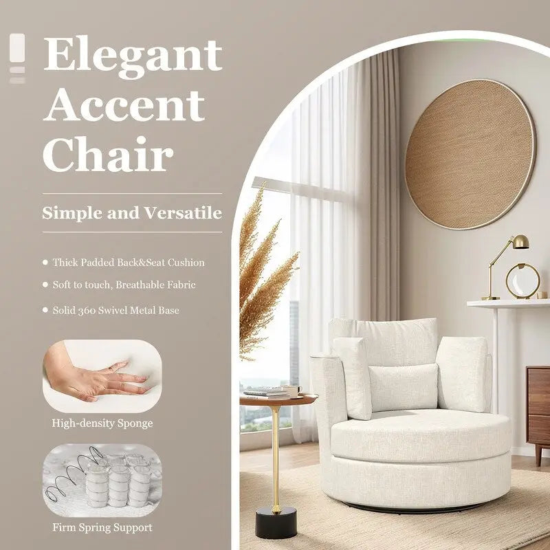 Fauteuil d'appoint moderne et doux en chenille pivotant