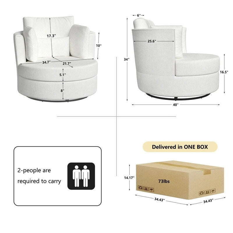 Fauteuil d'appoint moderne et doux en chenille pivotant