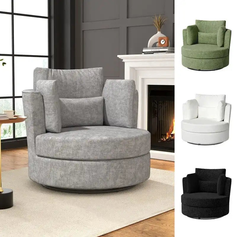 Fauteuil d'appoint moderne et doux en chenille pivotant