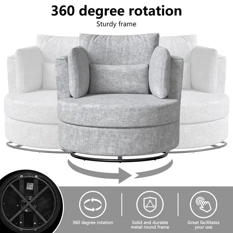Fauteuil d'appoint moderne et doux en chenille pivotant