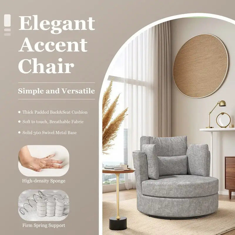 Fauteuil d'appoint moderne et doux en chenille pivotant
