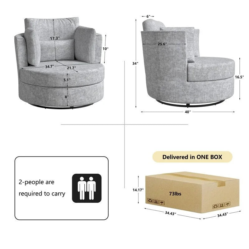 Fauteuil d'appoint moderne et doux en chenille pivotant