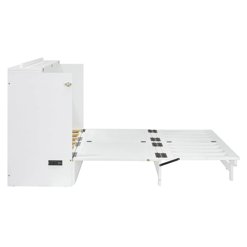 Lit escamotable avec grand tiroir, ports USB et prises de courant