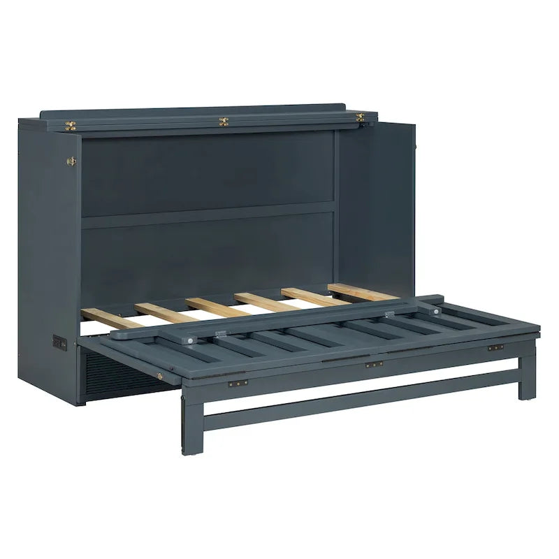 Lit escamotable avec grand tiroir, ports USB et prises de courant