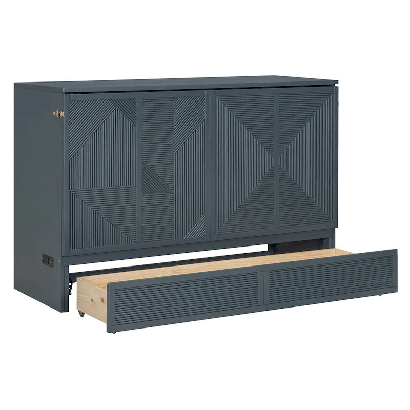 Lit escamotable avec grand tiroir, ports USB et prises de courant