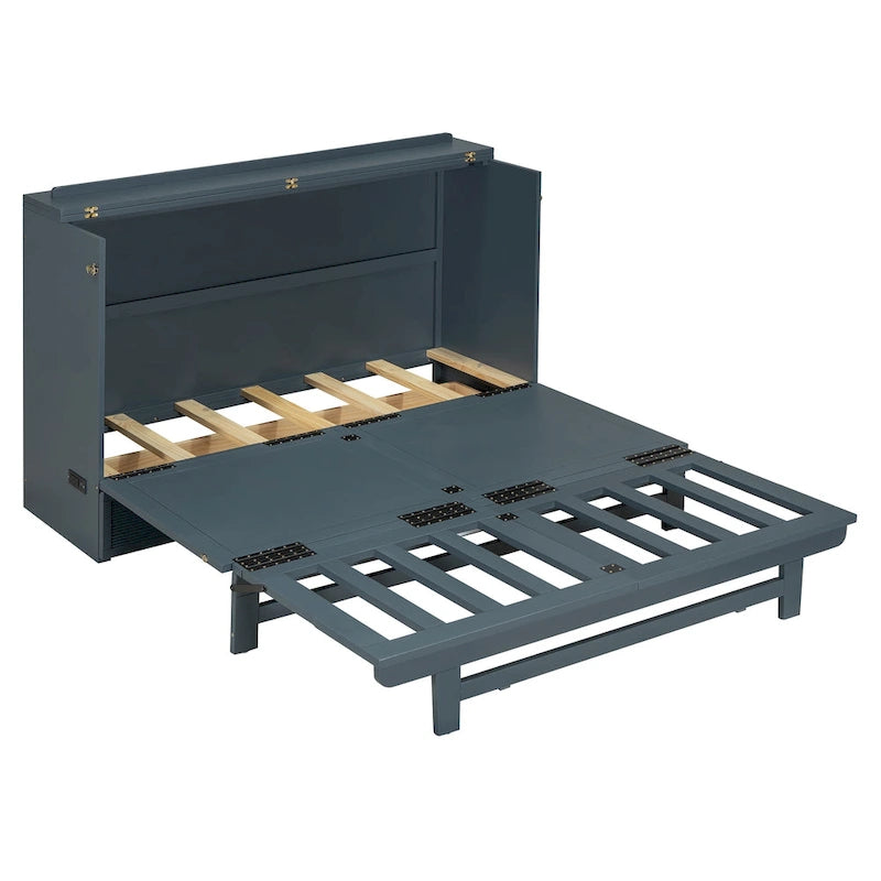 Lit escamotable avec grand tiroir, ports USB et prises de courant