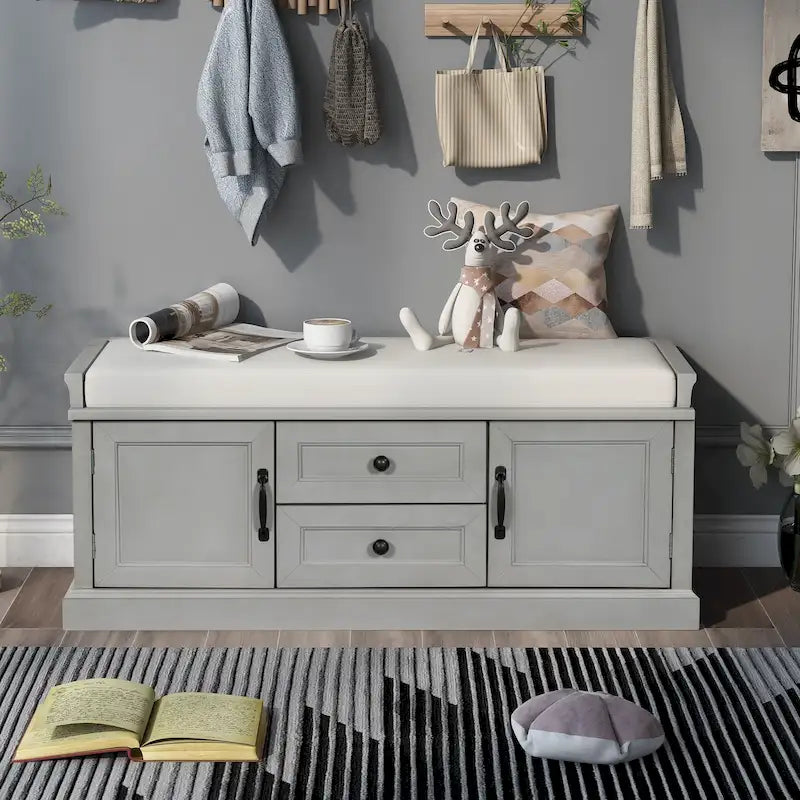 Banc de rangement moderne Tiroirs de rangement Portes d'armoire