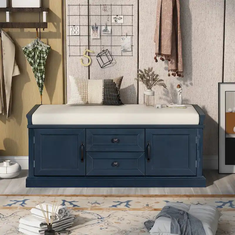 Banc de rangement moderne Tiroirs de rangement Portes d'armoire