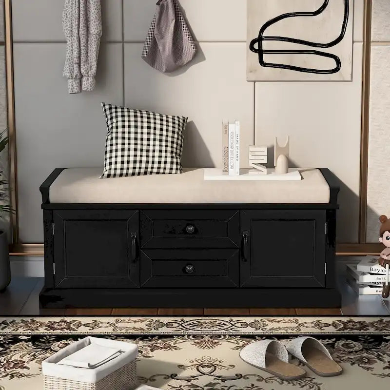Banc de rangement moderne Tiroirs de rangement Portes d'armoire