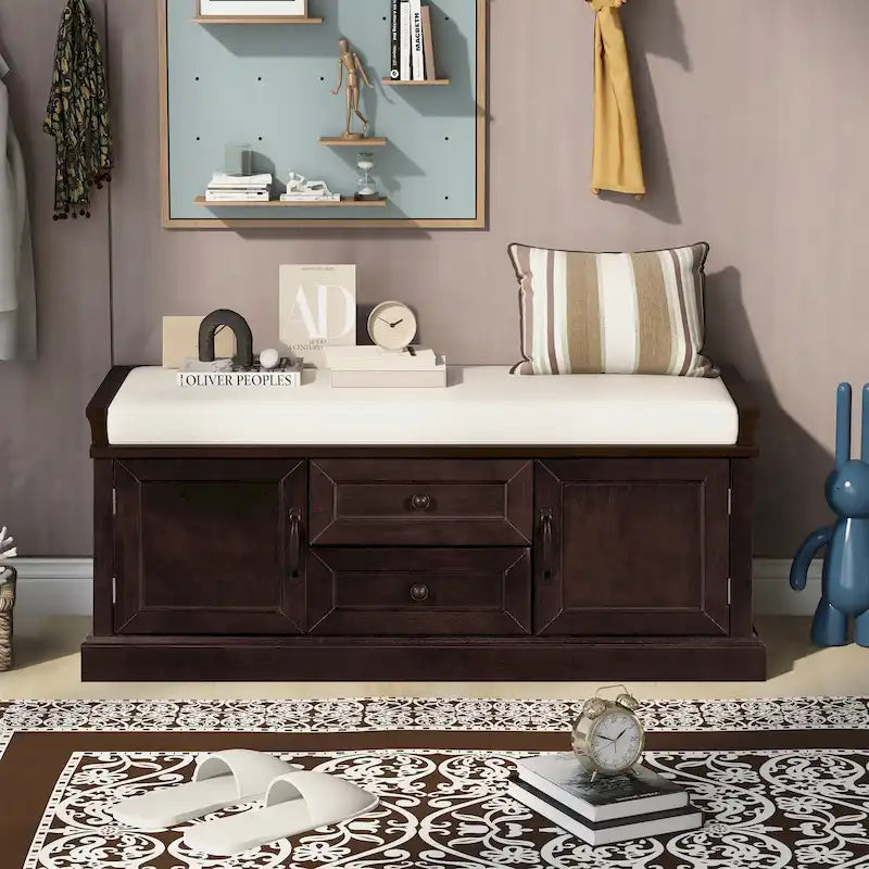 Banc de rangement moderne Tiroirs de rangement Portes d'armoire