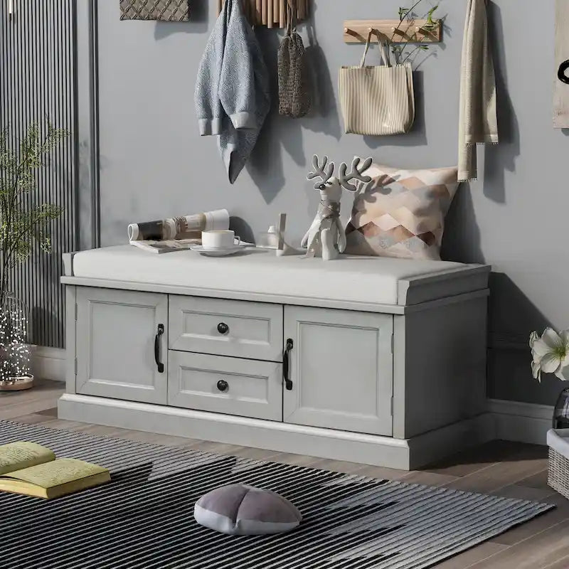 Banc de rangement moderne Tiroirs de rangement Portes d'armoire