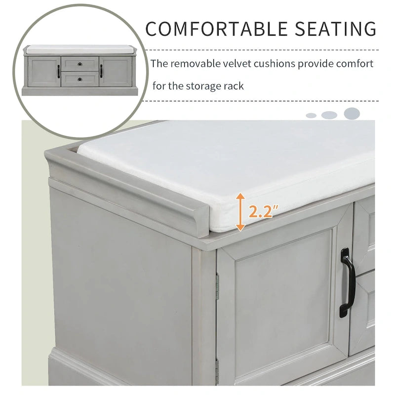 Banc de rangement moderne Tiroirs de rangement Portes d'armoire