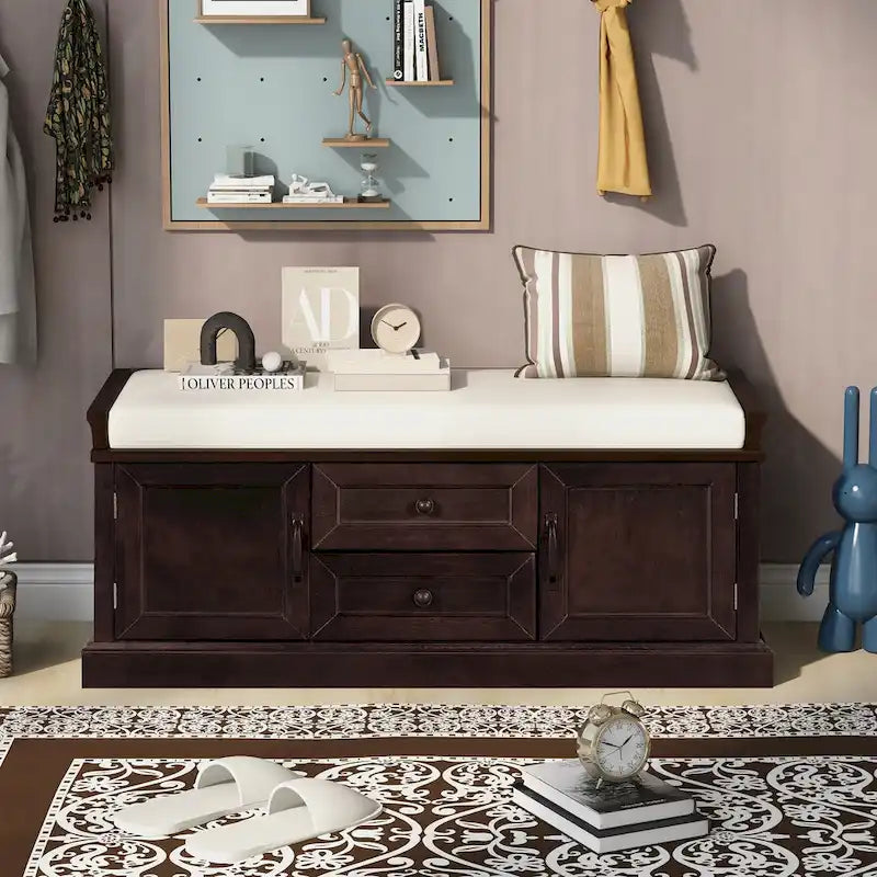 Banc de rangement moderne Tiroirs de rangement Portes d'armoire
