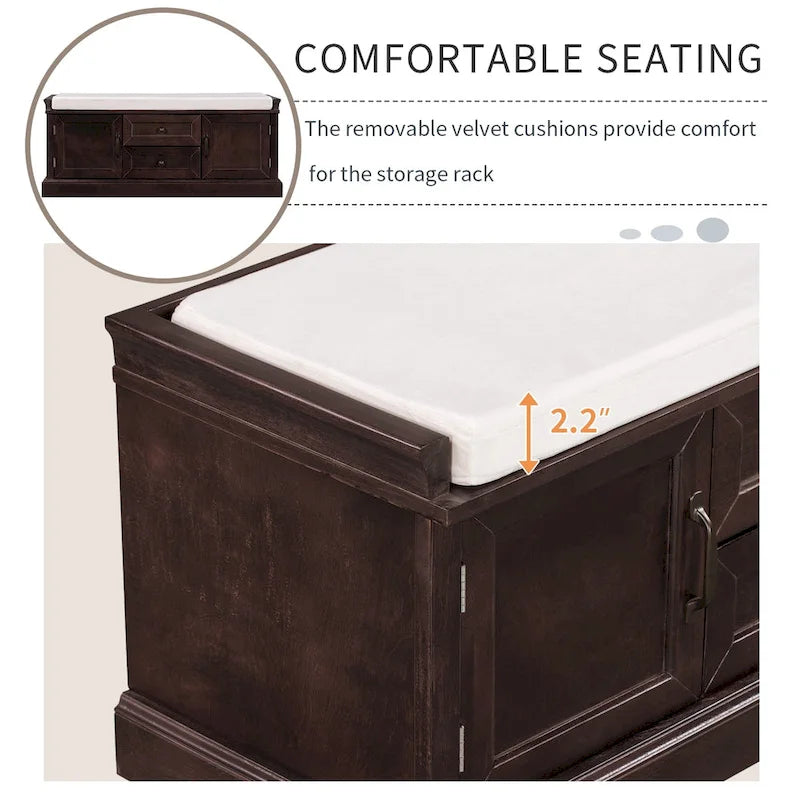Banc de rangement moderne Tiroirs de rangement Portes d'armoire