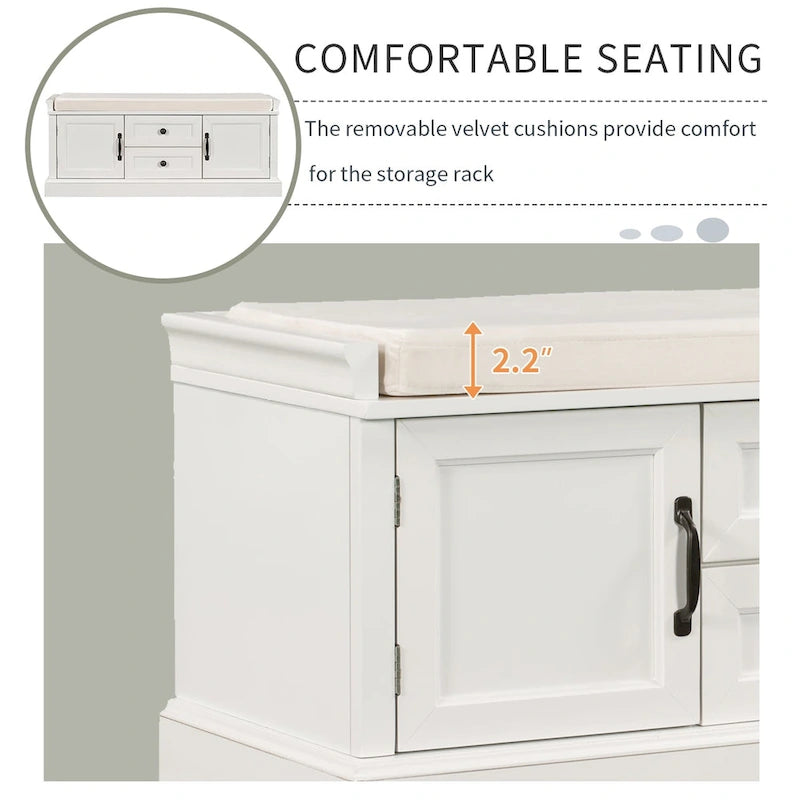 Banc de rangement moderne Tiroirs de rangement Portes d'armoire