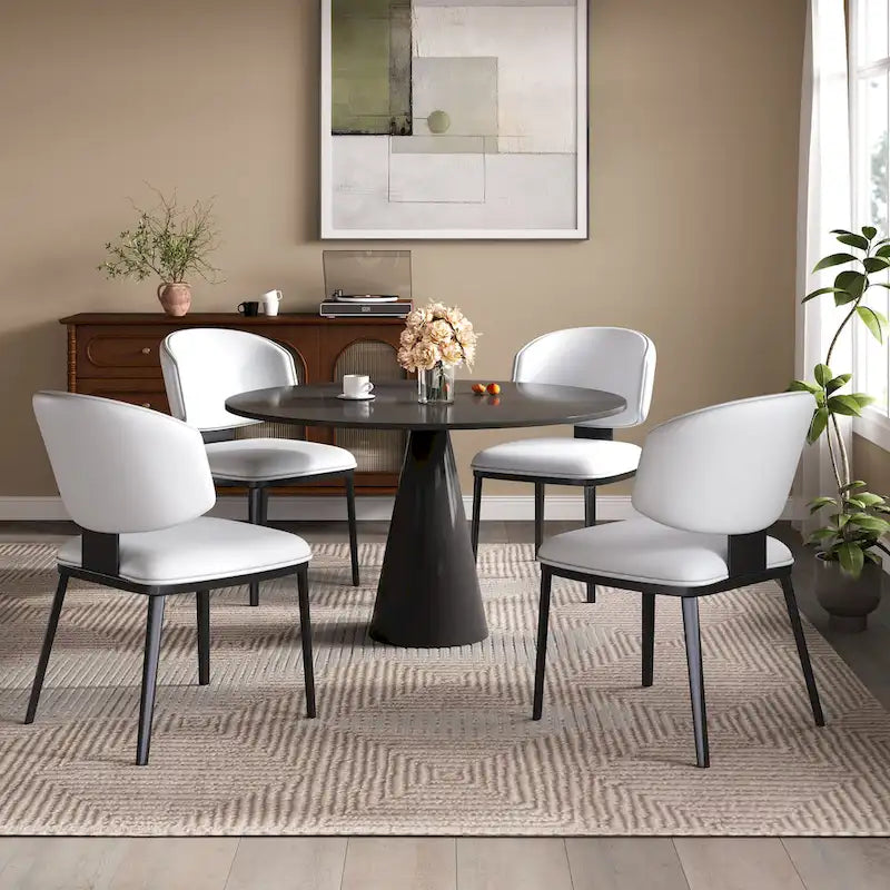 Chaises de salle à manger tapissées de cuir PU