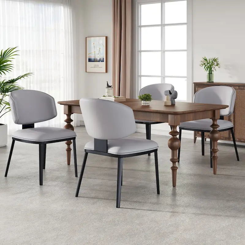 Chaises de salle à manger tapissées de cuir PU