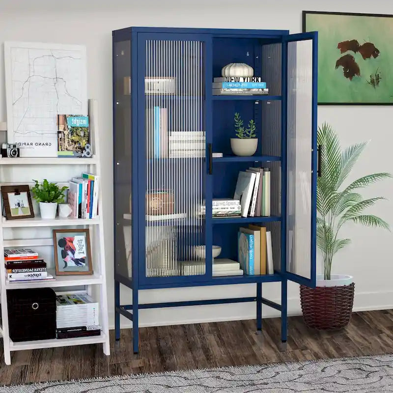 Buffet de rangement moderne avec portes en verre trempé
