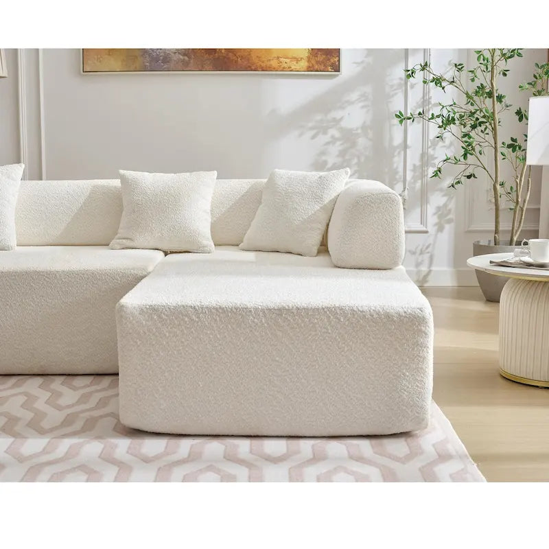 Canapé modulaire en bouclette surdimensionné en forme de L