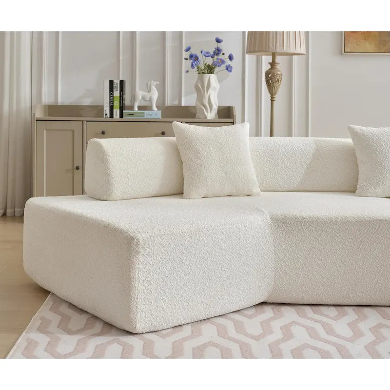 Canapé modulaire en bouclette surdimensionné en forme de L