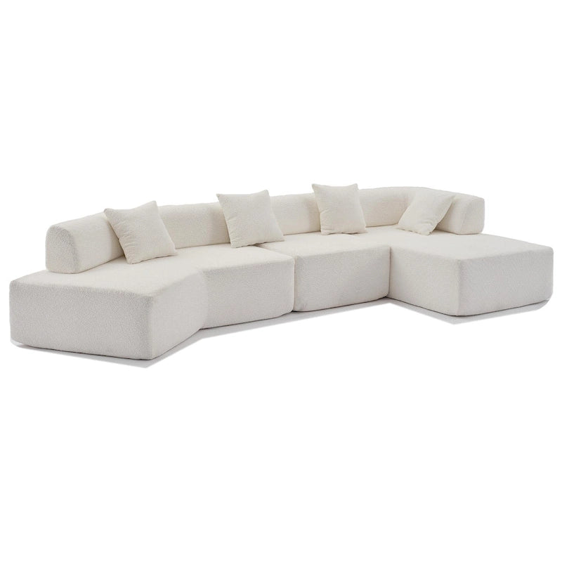 Canapé modulaire en bouclette surdimensionné en forme de L