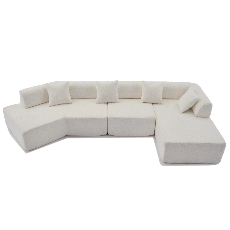 Canapé modulaire en bouclette surdimensionné en forme de L