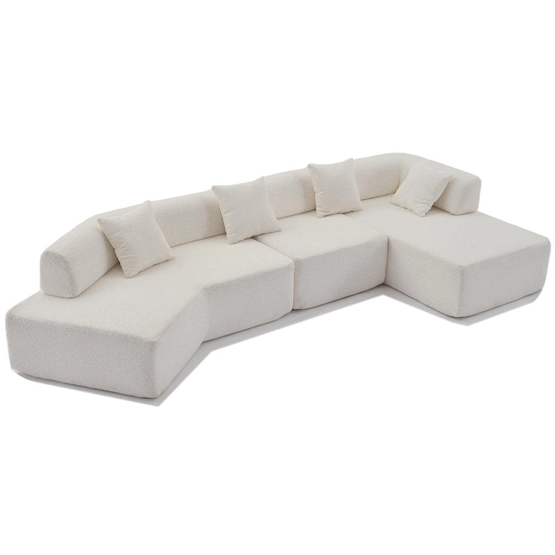 Canapé modulaire en bouclette surdimensionné en forme de L