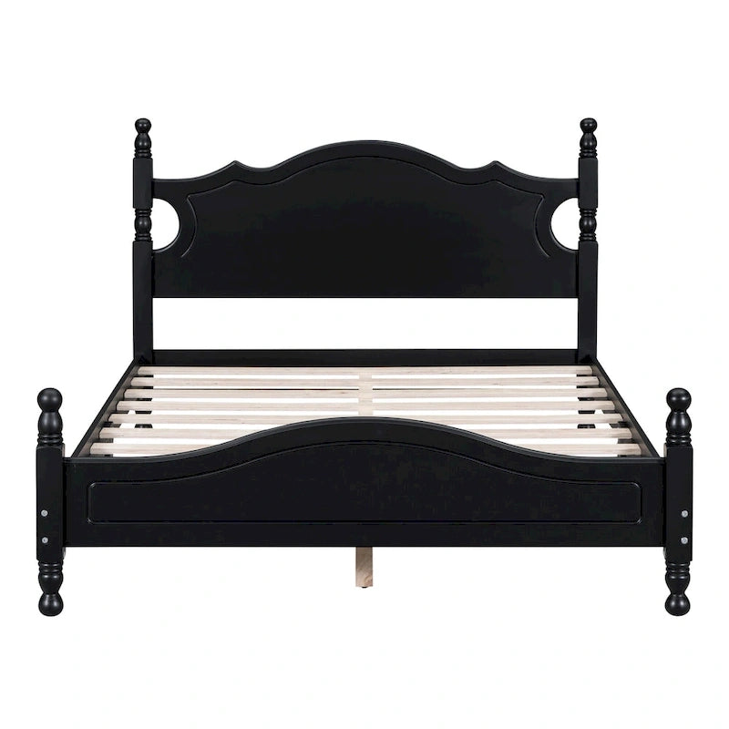 Lit plateforme en bois noir au design rétro