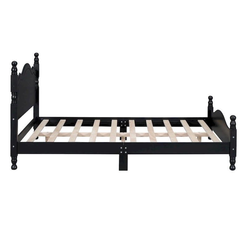 Lit plateforme en bois noir au design rétro