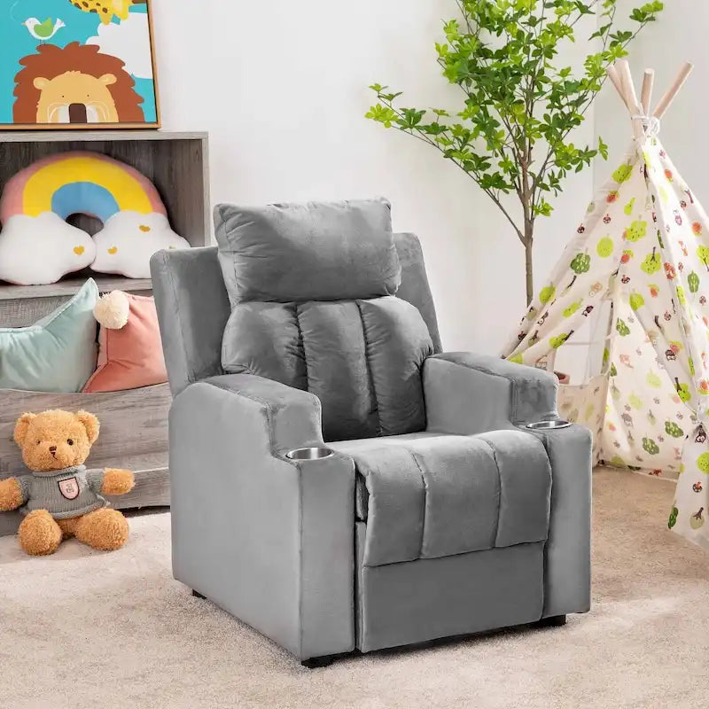 Fauteuil inclinable pour enfants de luxe avec repose-tête en microfibre