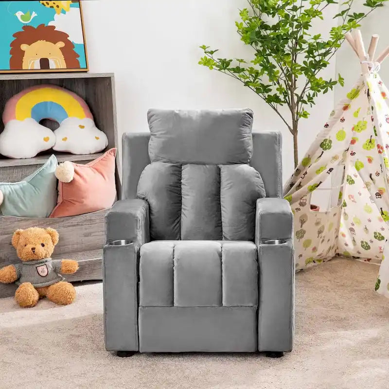 Fauteuil inclinable pour enfants de luxe avec repose-tête en microfibre