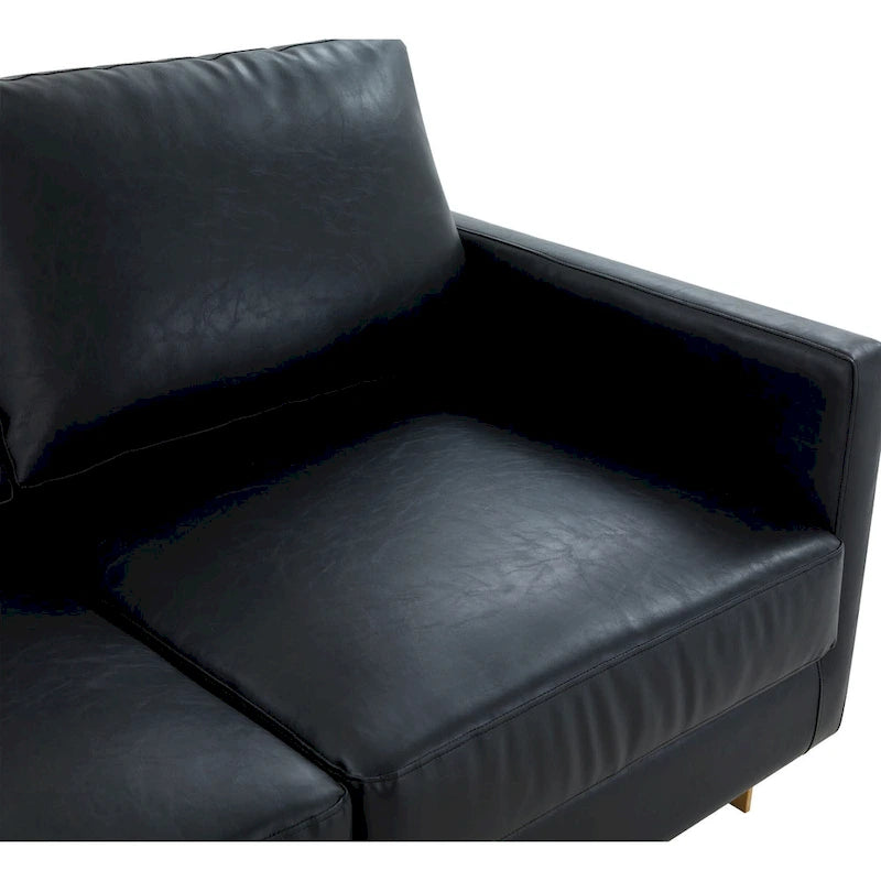 Canapé moderne en cuir tapissé avec cadre doré