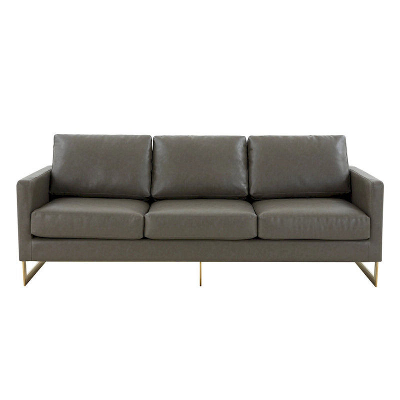 Canapé moderne en cuir tapissé avec cadre doré