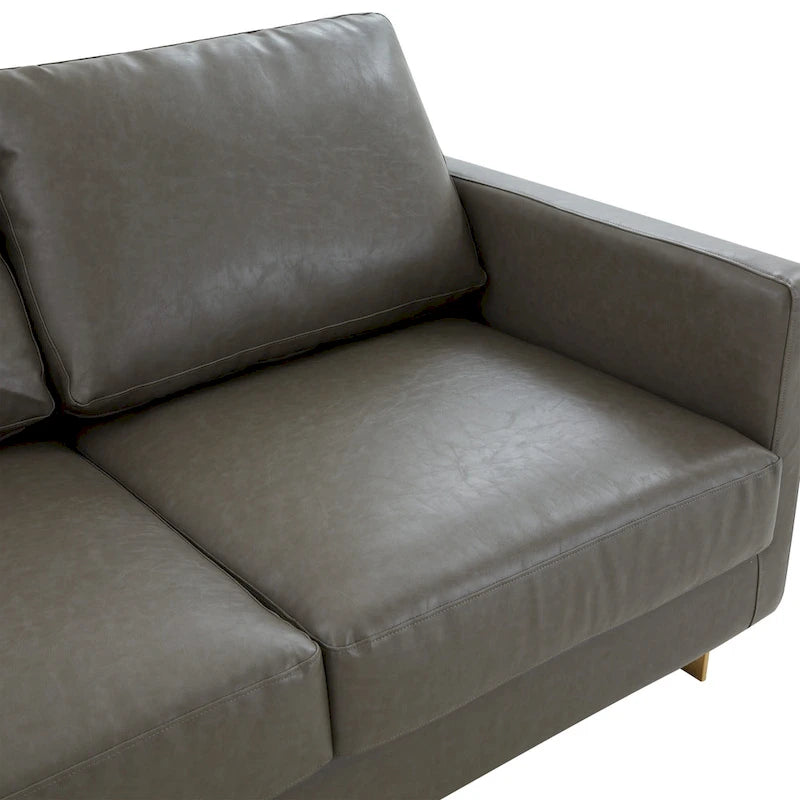 Canapé moderne en cuir tapissé avec cadre doré