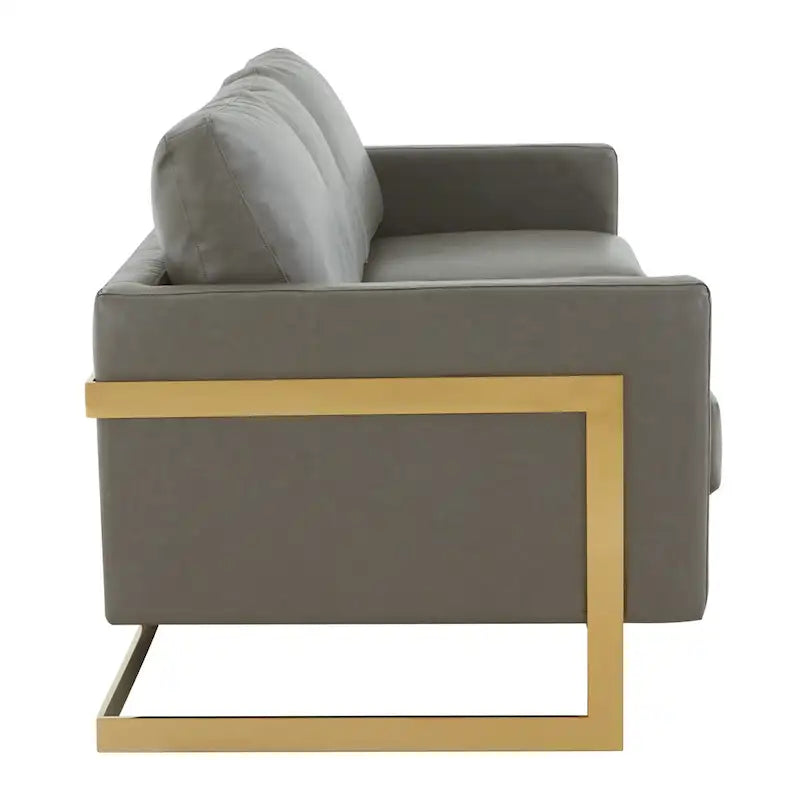 Canapé moderne en cuir tapissé avec cadre doré