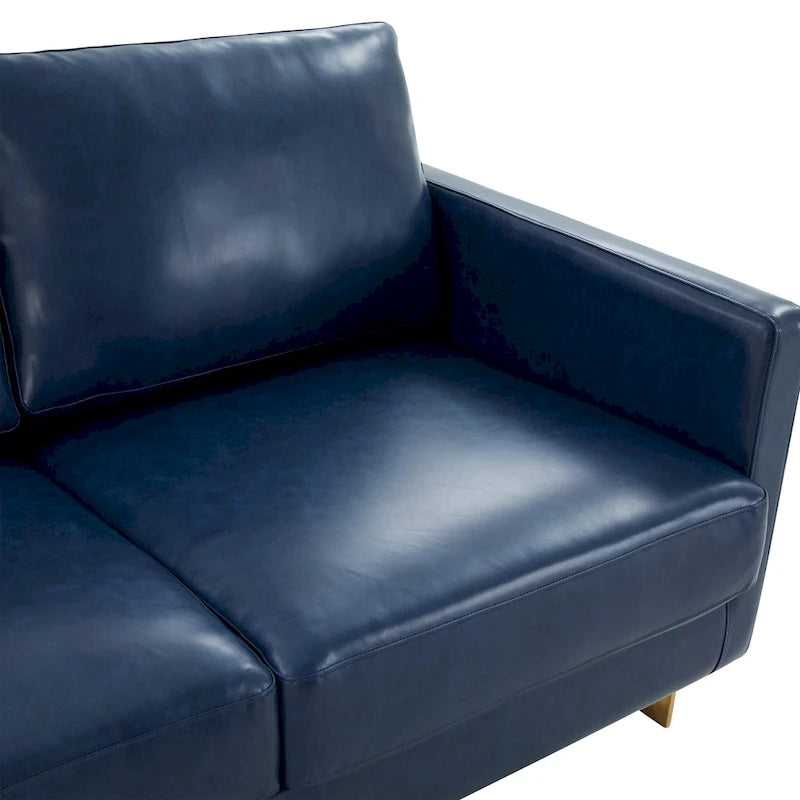 Canapé moderne en cuir tapissé avec cadre doré