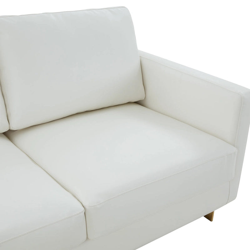Canapé moderne en cuir tapissé avec cadre doré