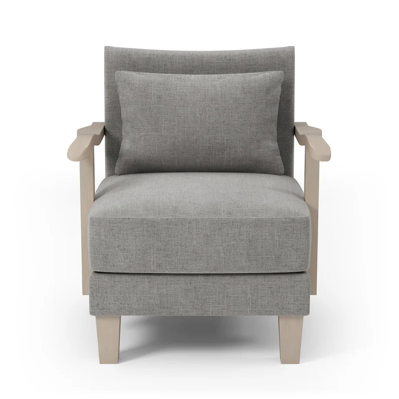 Fauteuil d'appoint contemporain en tissu gris avec coussin par