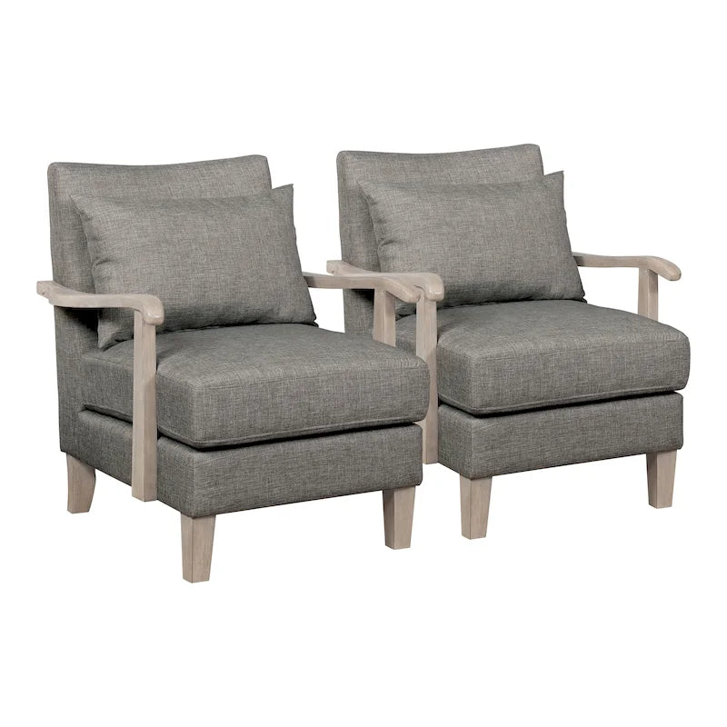Fauteuil d'appoint contemporain en tissu gris avec coussin par