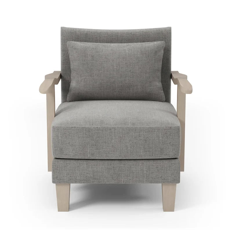Fauteuil d'appoint contemporain en tissu gris avec coussin par