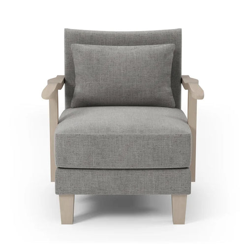 Fauteuil d'appoint contemporain en tissu gris avec coussin par